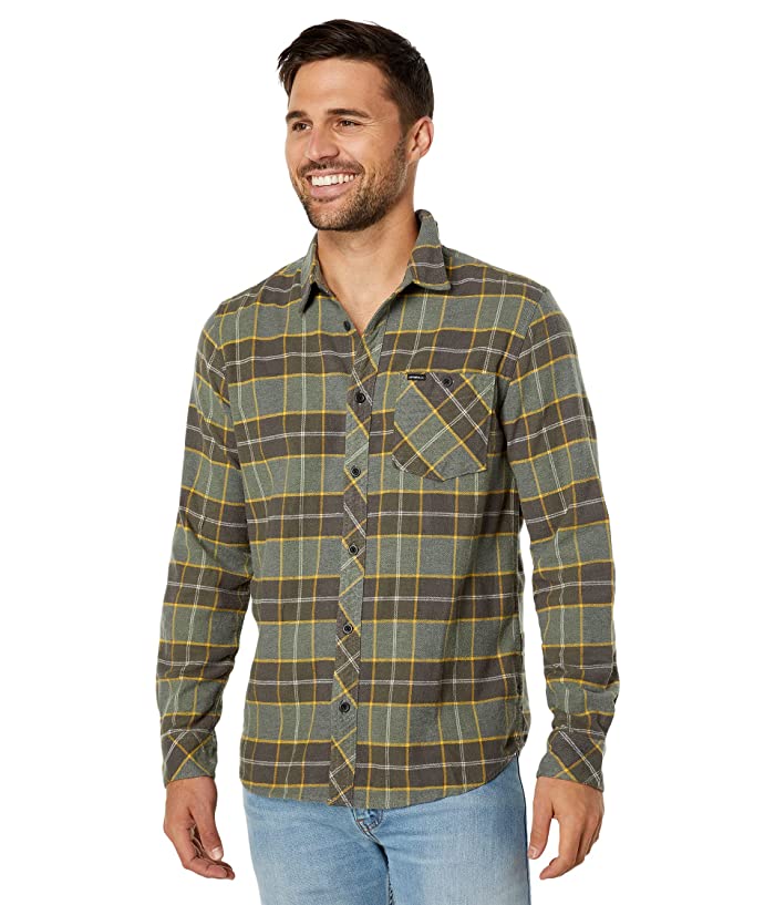 ONeill Mens Redmond Plaid Button Down Shirt Dark Olive Medium