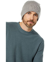 Mens 3D Logo Knit Beanie  Grey Ugg  Gray Osfa