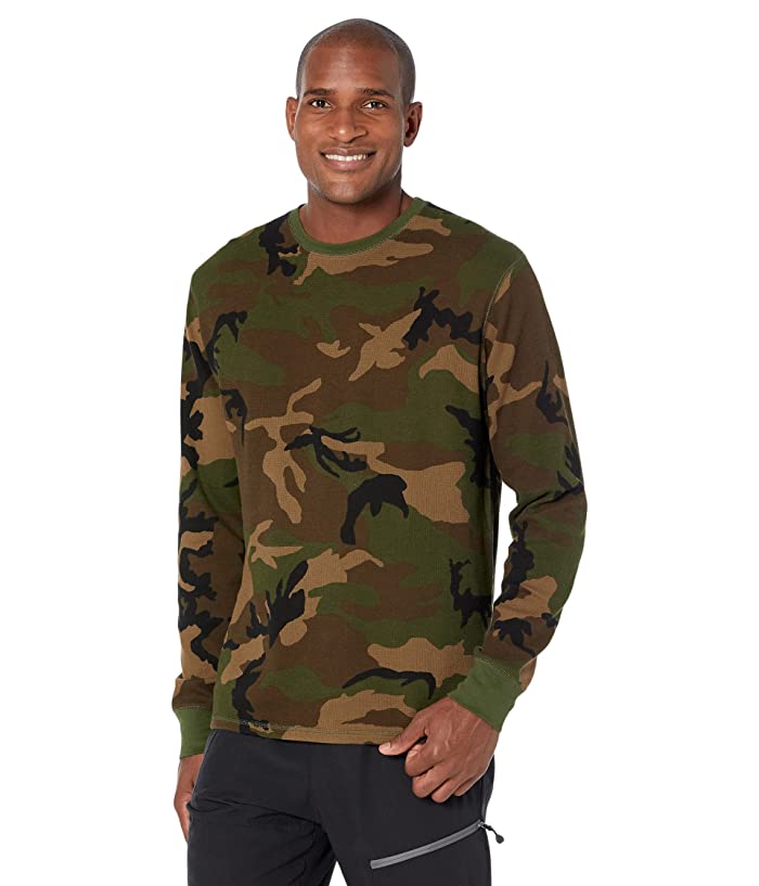 Polo Ralph Lauren Mens Cotton Plaid Waffle Knit Surplus Camo Shirt Green Large