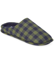 Club Room Mens Check Fleece Lined Slippers Green Blue Medium 8 - 9