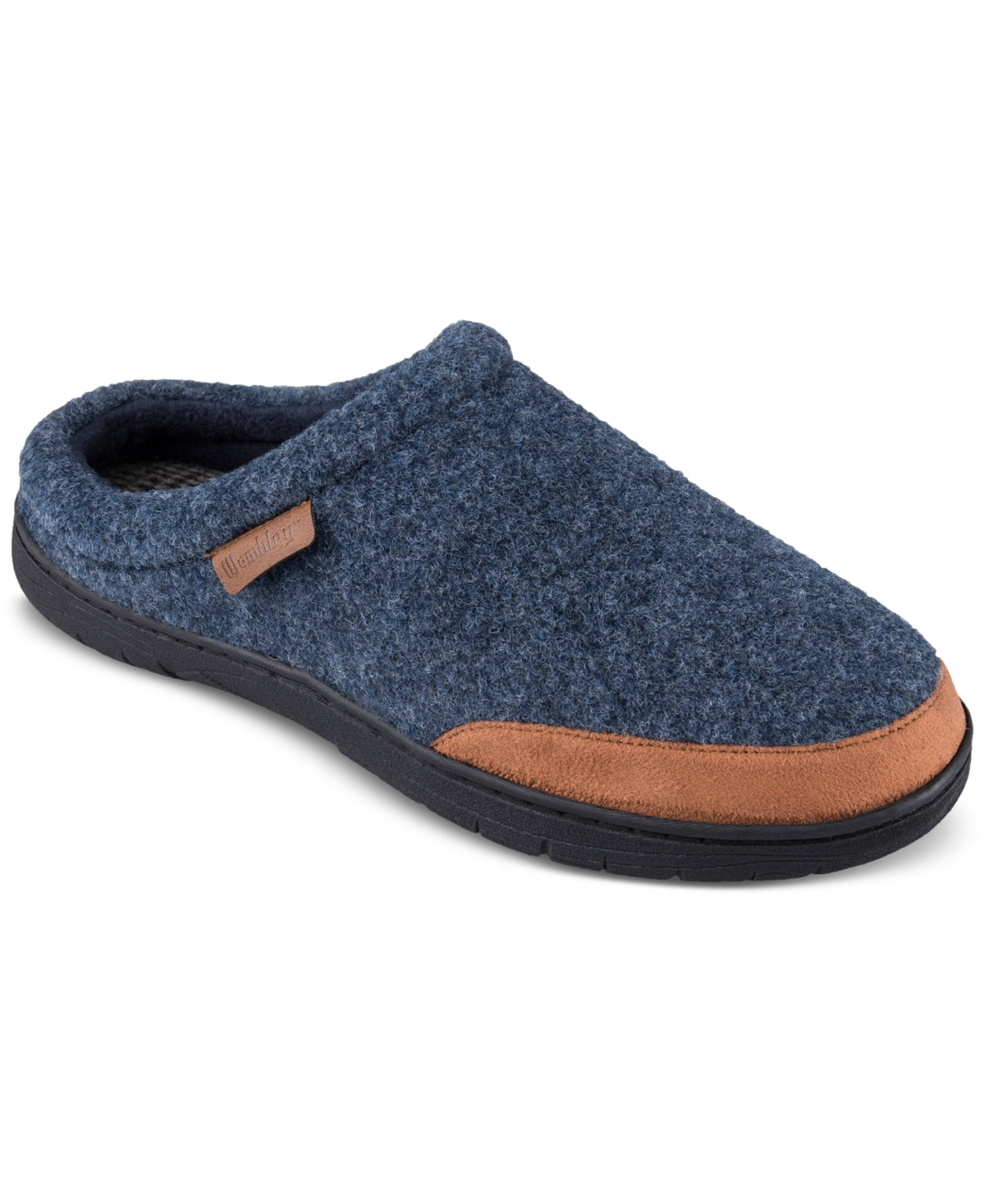 HAGGAR Men's Microsuede Trim Bumper Felt Clogs Slippers Navy XL 11-12