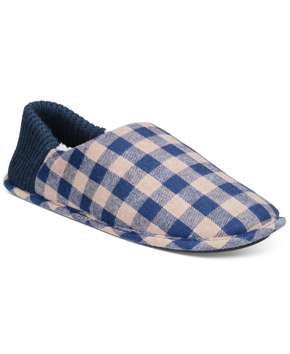 Club Room Mens Flannel Comfort Slide Slippers Blue Medium 8 to 9