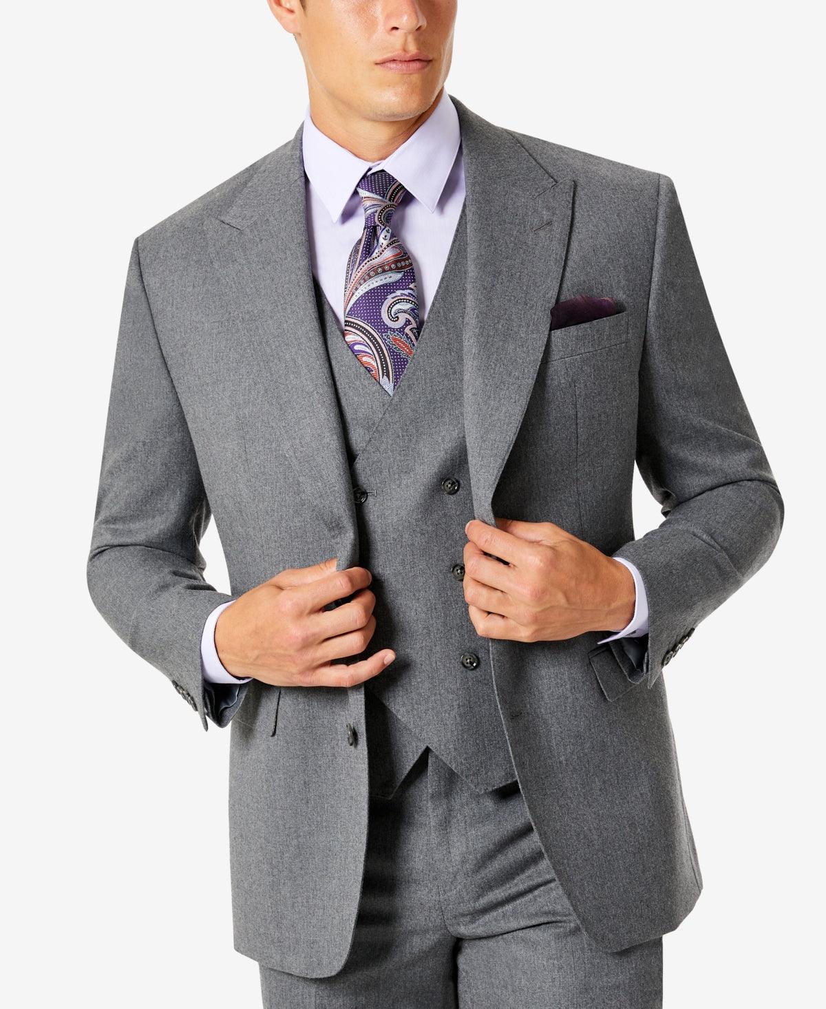 Tayion Mens Regular fit Suit Jacket Blazer 40 R Grey Solid