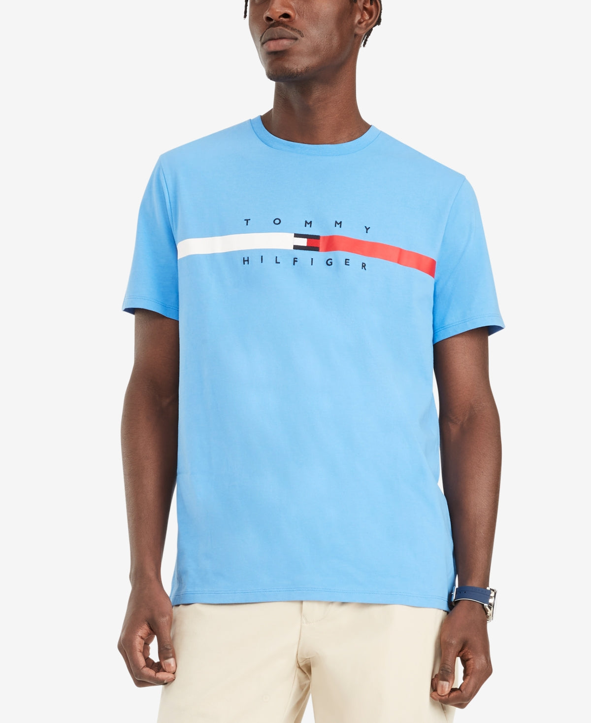 Tommy Hilfiger Men's Flag Stripe Tshirt Xl  Copenhagen Blue/Navy