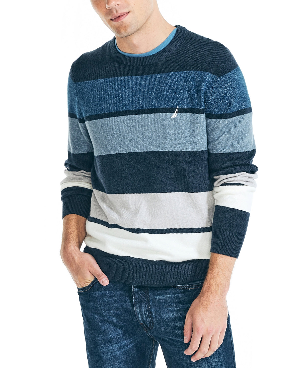 Nautica Striped Sweater 2XL Dark Blue Ecofriendly