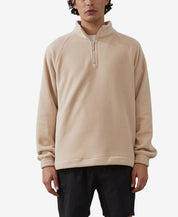 Cotton On Men's Polar Quarter Zip Sweatshirt Cashew Beige Medium
