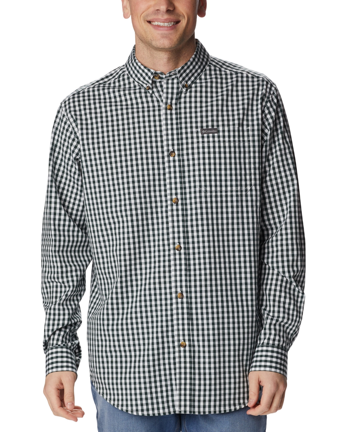 Columbia Men's Rapid Rivers Ii Long Sleeve Button Down Shirt Spruce Green Medium
