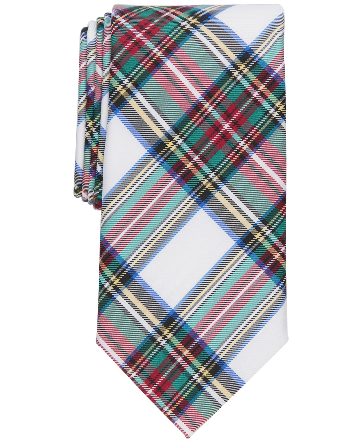 Club Room Mens Royal Stewart Plaid Tie White One Size Necktie