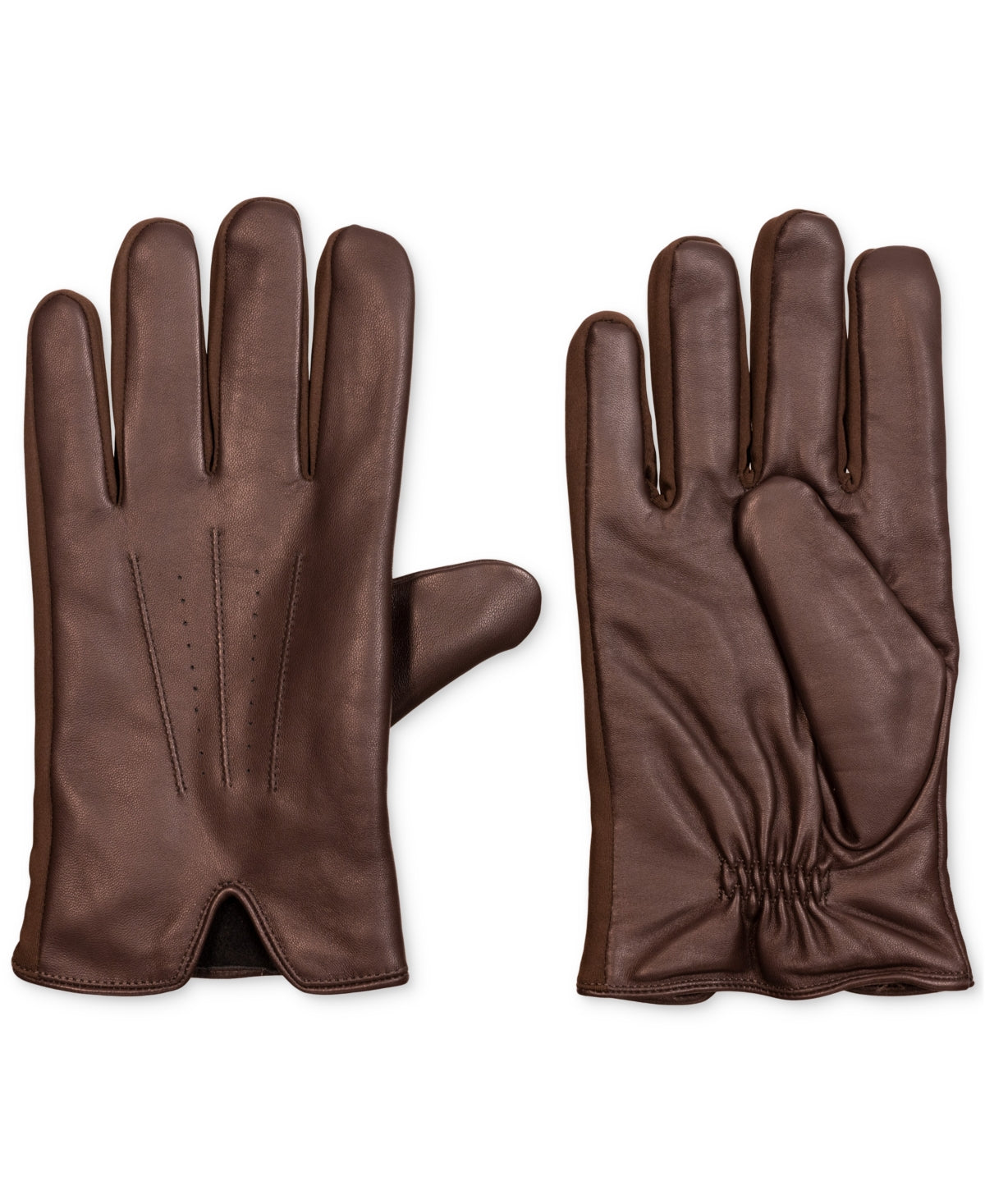 Isotoner Signature Men's Insulated Leather Touch Screen Gloves Brown XL
