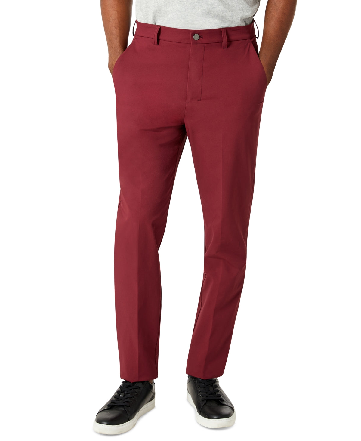 Calvin Klein Mens Slim-Fit Tech Solid Dress Pants Red 34 x 32