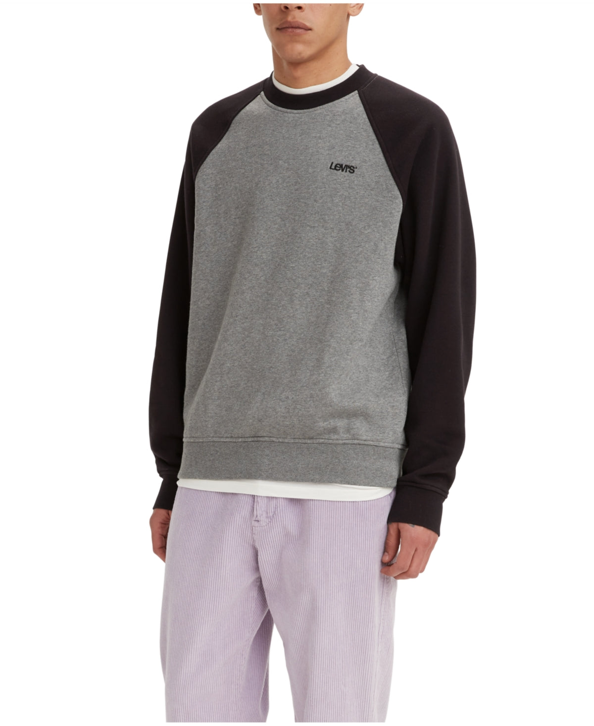 Levis Mens Varsity Raglan Sweatshirt Retro Chisel Gray XXL