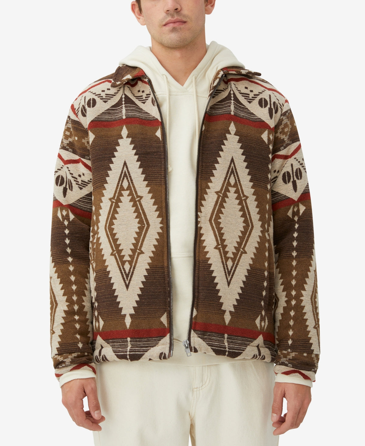 COTTON ON Mens Sherpa Lined Harrington Tan Vintage Jacket XL