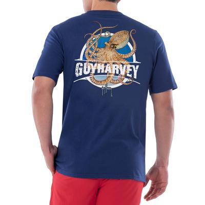 Guy Harvey Mens Octopus Short Sleeve Pocket T-Shirt  Blue 2XL