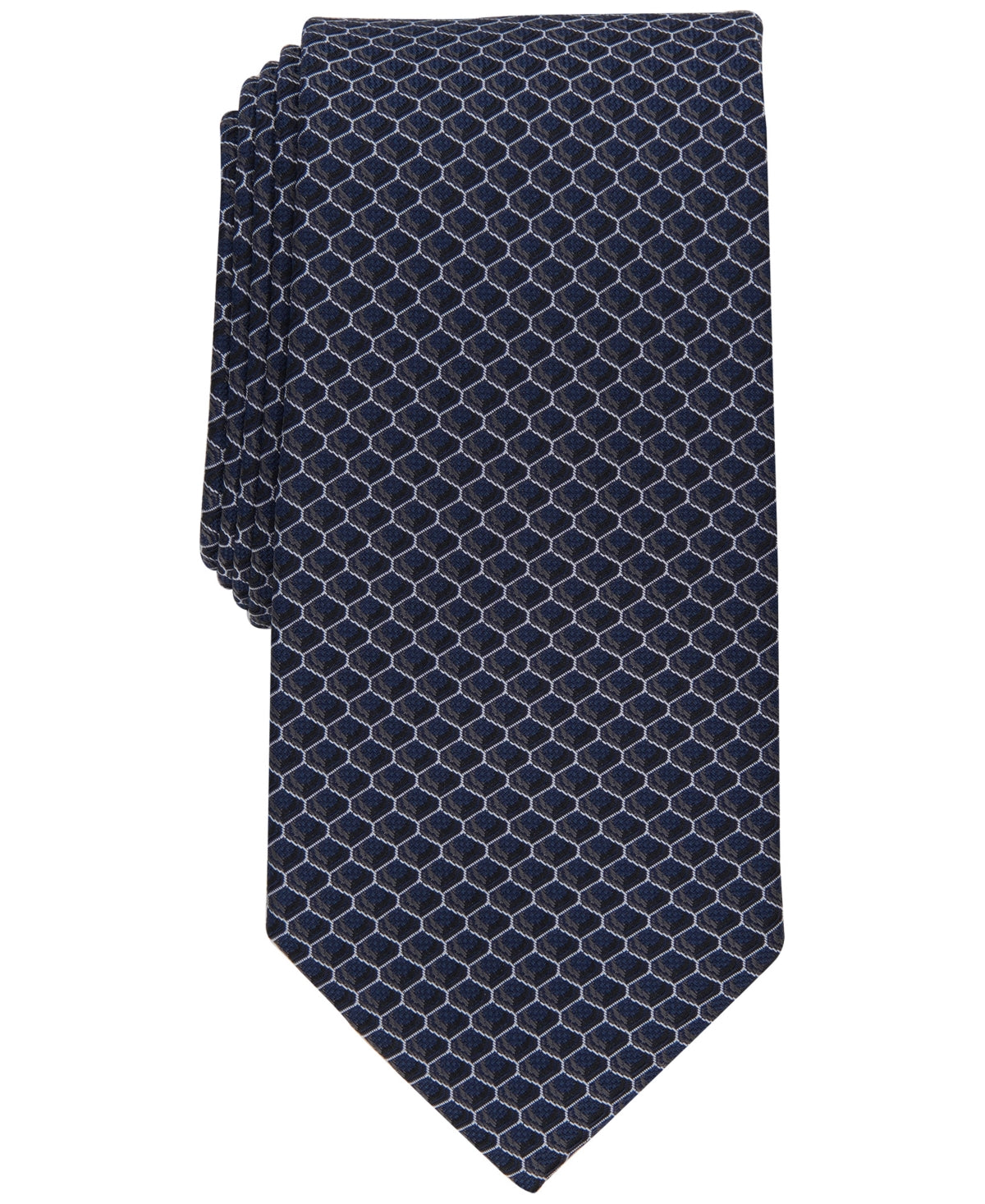 Perry Ellis Portfolio Mens Regular fit Tie Necktie One Size Black Geometric