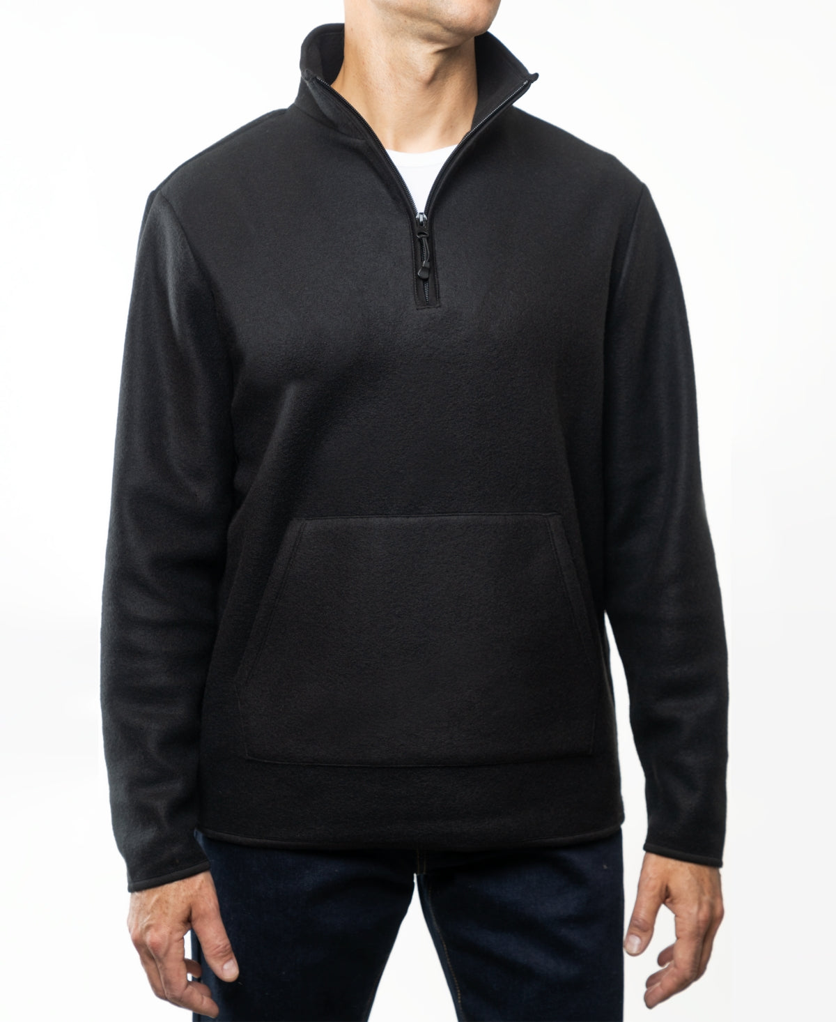 Lazer Men's Black Polar Fleece Quarter Zip Sweatshirt  Size Medium