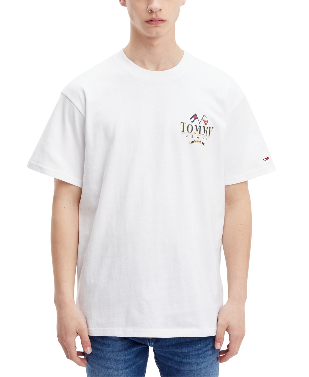 Tommy Hilfiger Tommy Jeans Mens Relaxed White Short Sleeve T Shirt Medium