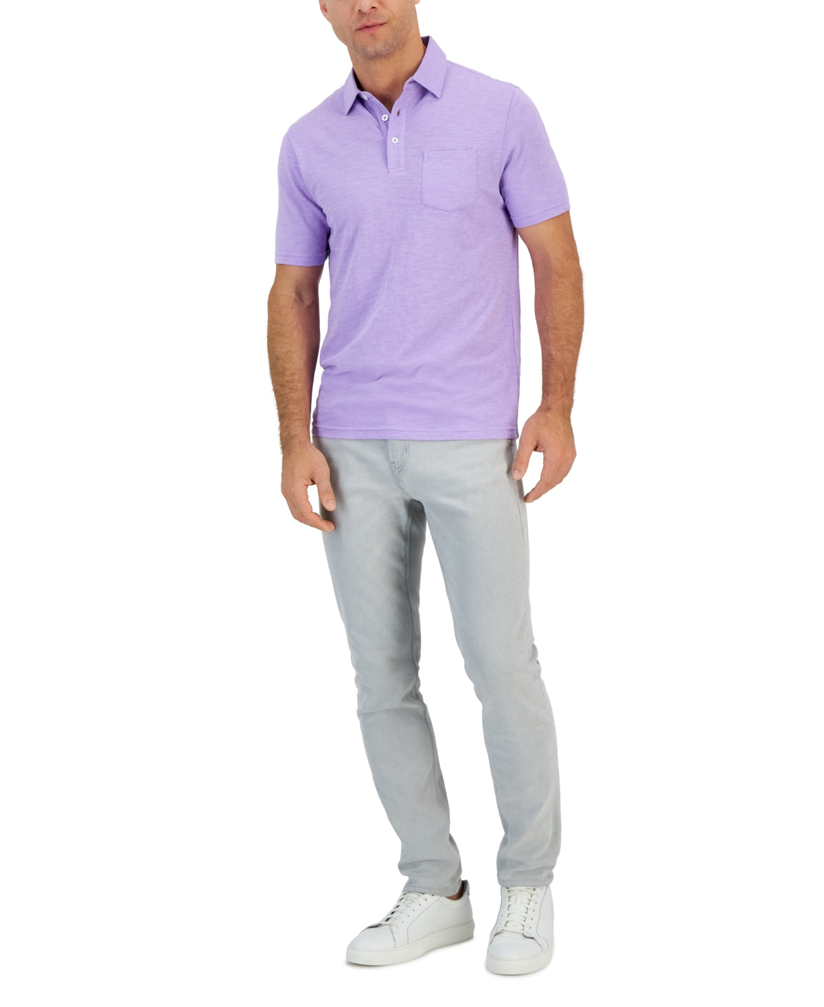 Club Room Mens Regular Fit Textured Short Sleeve Polo Shirt Purple Large
