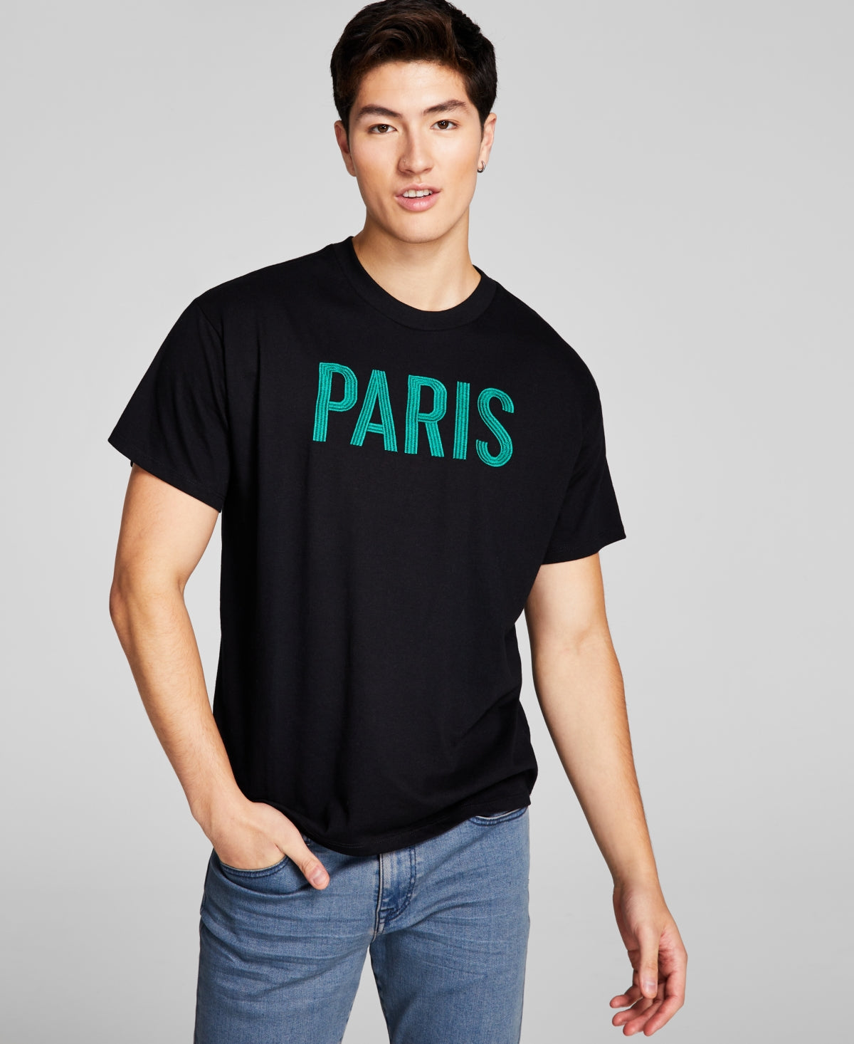 And Now This Mens Oversized Paris Crewneck Short Sleeve T Shirt Black XL
