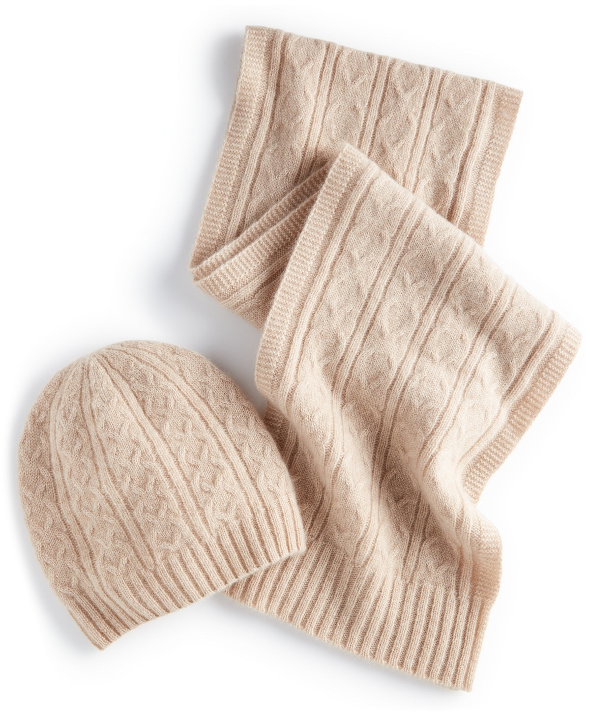 Club Room Men's Cashmere Hat & Scarf Set Camel