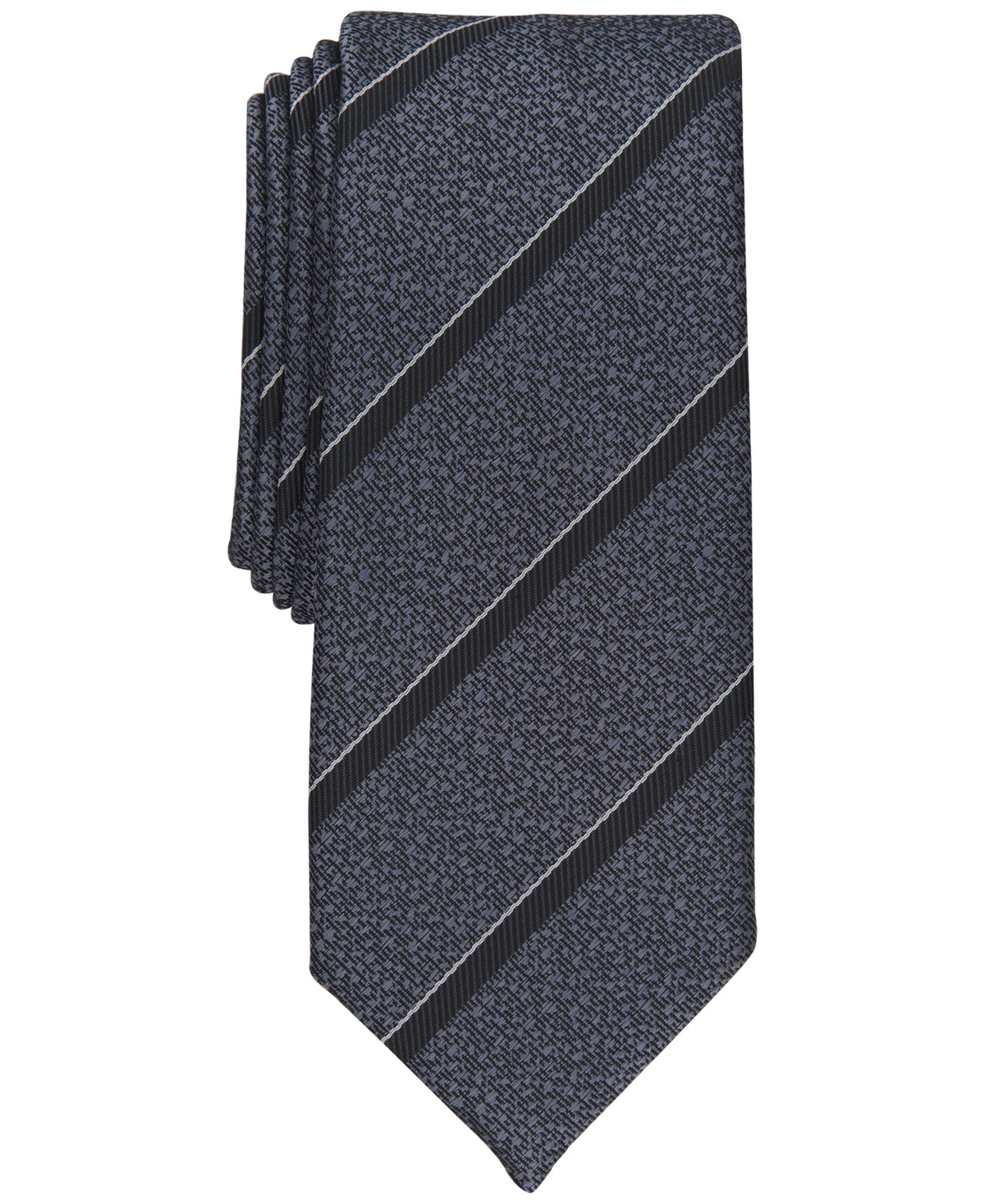 Alfani Men's Necktie Slim Stripe Black Tie