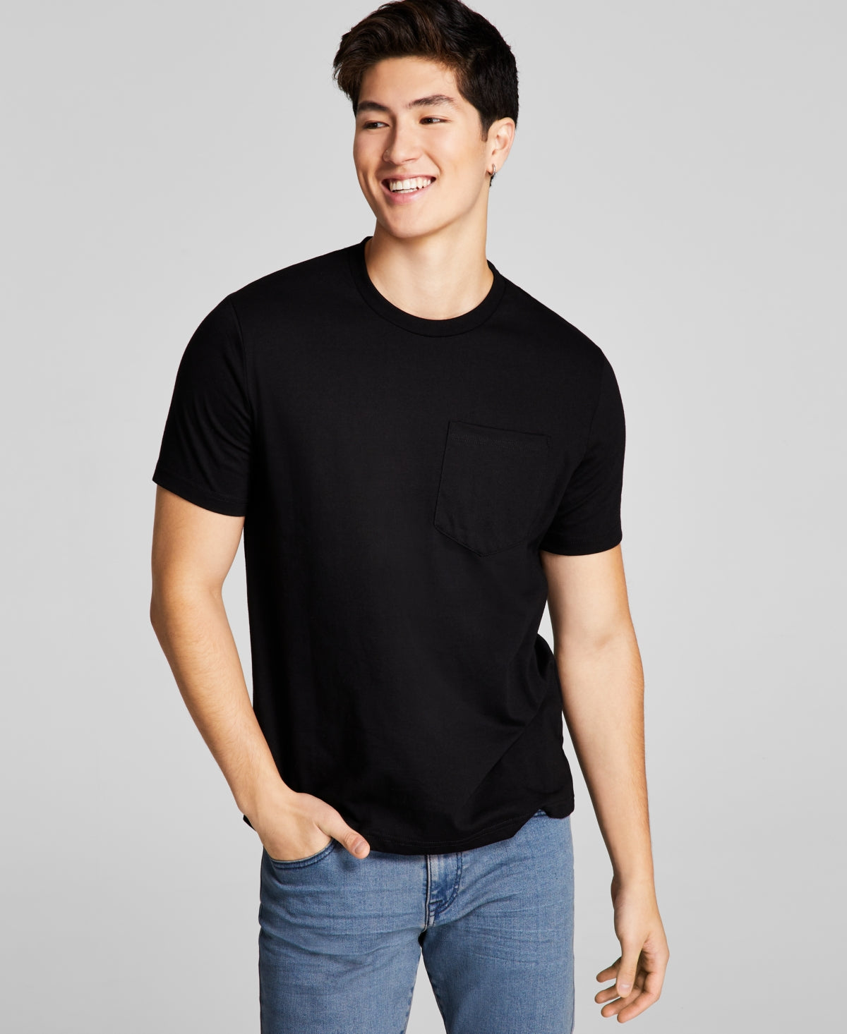 AND NOW THIS Men's Solid Pocket T Shirt Black XL