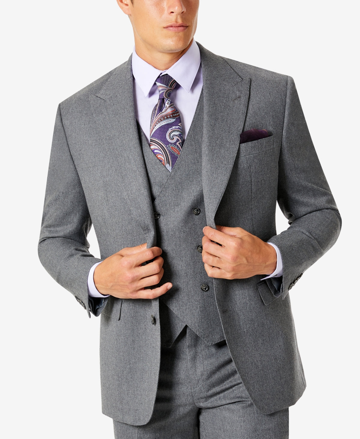 Tayion Mens Regular fit Suit Jacket Blazer 40 R Grey Solid