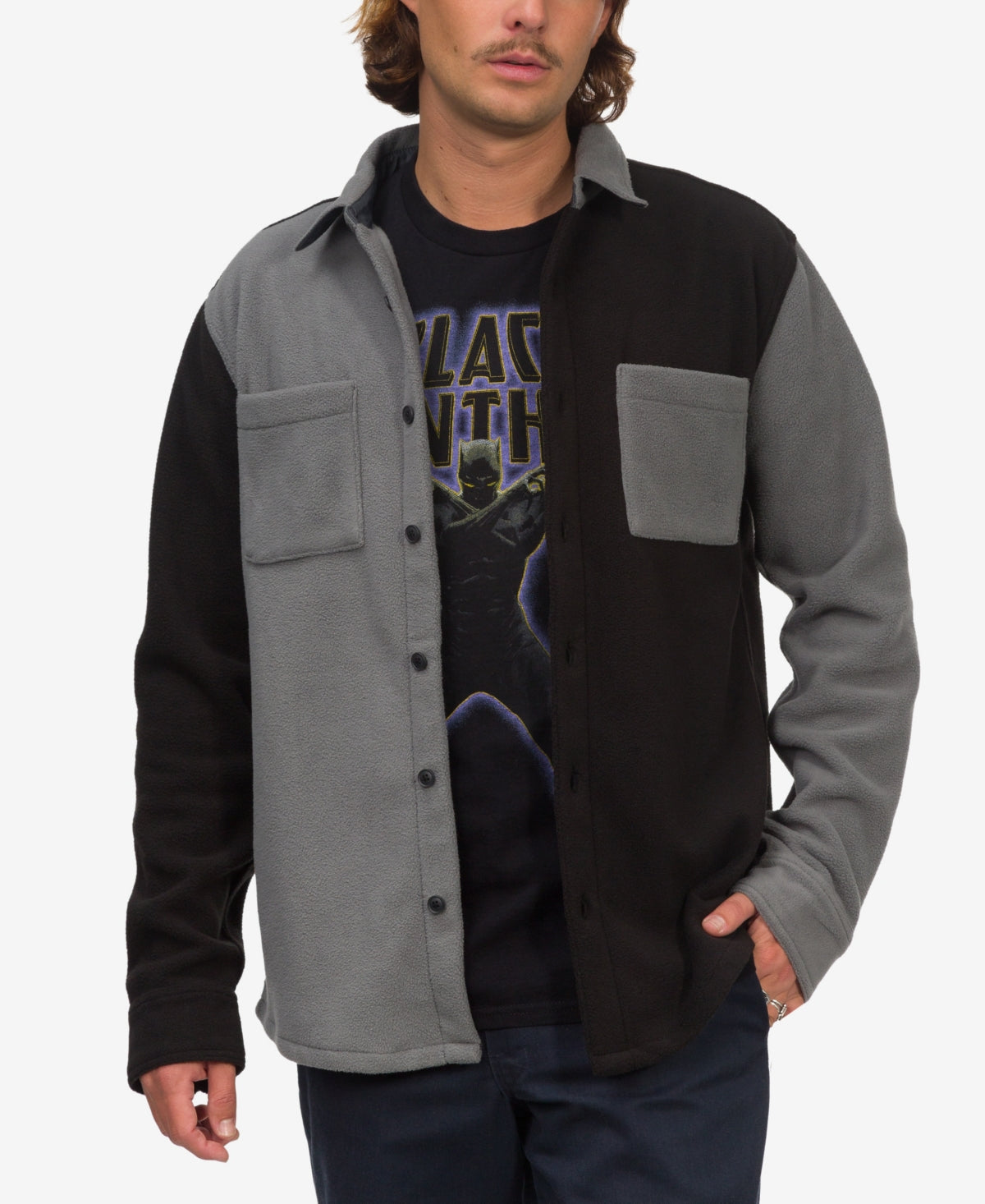 Junk Food Men's Sweeney Woven Shirt XL Grey Black