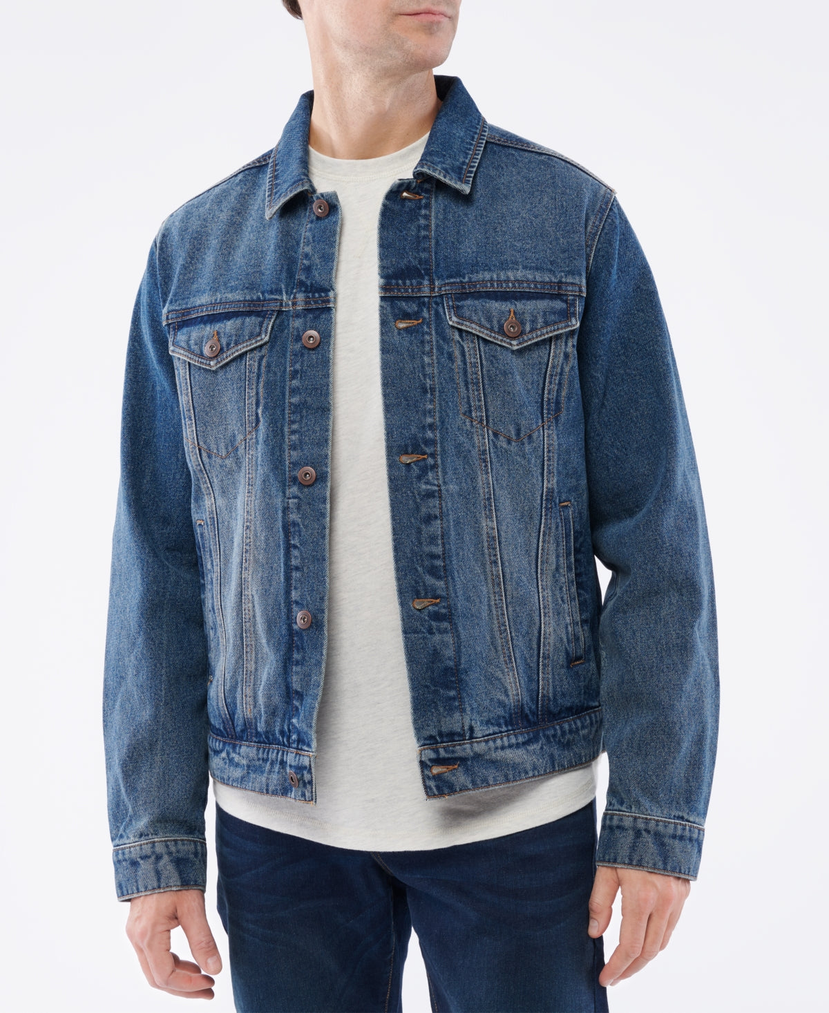 Lazer Men's Blue Denim Trucker Jacket  Blue Large