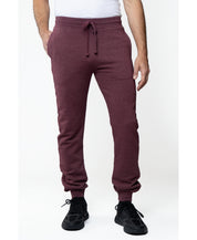 Lazer Men's Burnout Drawstring Fleece Jogger Pants Sweatpants Maroon Red Large