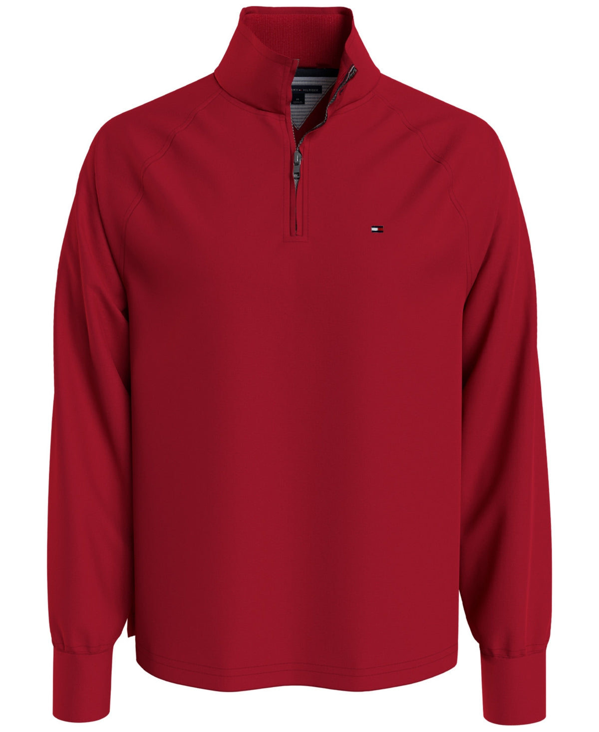 Tommy Hilfiger Mens Thompson Haute Red Quarter Zip Sweatshirt Sweater Medium