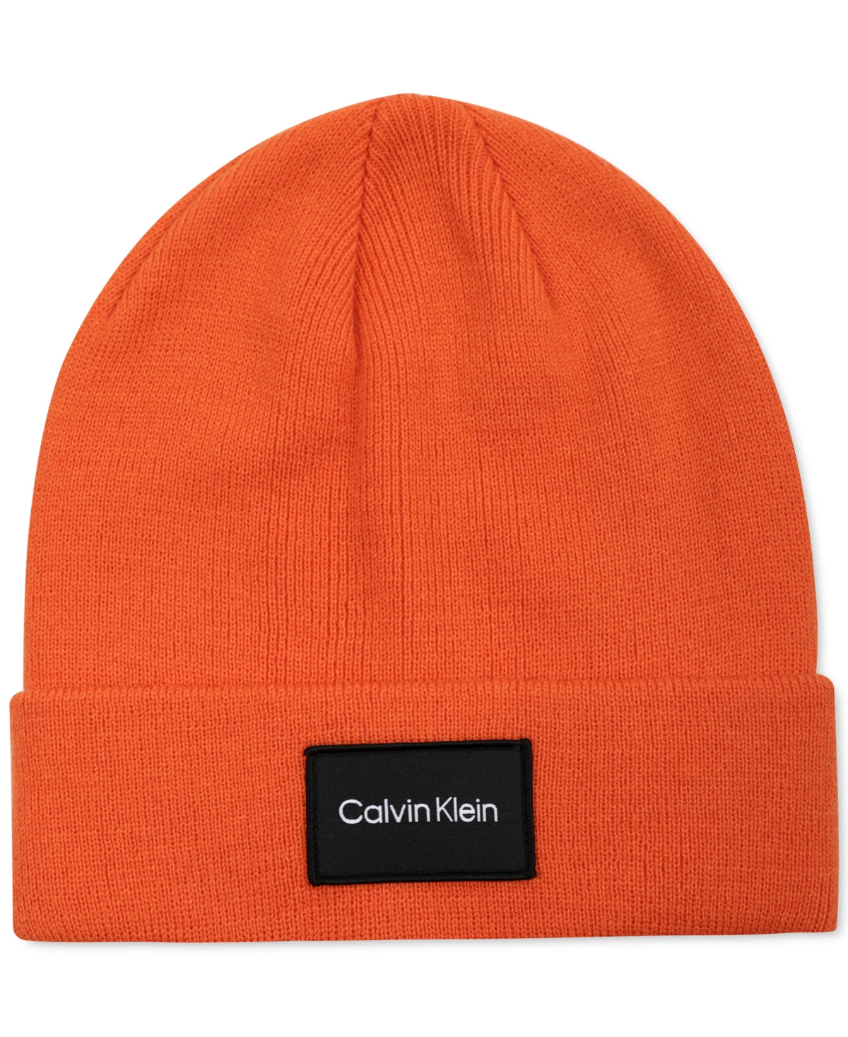 Calvin Klein Men's Orange Logo Patch Beanie  Osfa