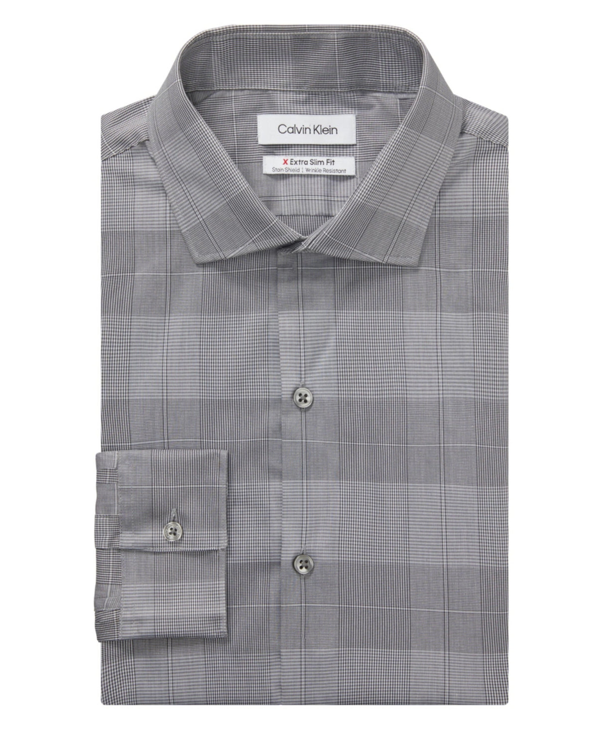 Calvin Klein Mens Stain Shield Button Down Untuck Extra Slim Shirt Carbon XL