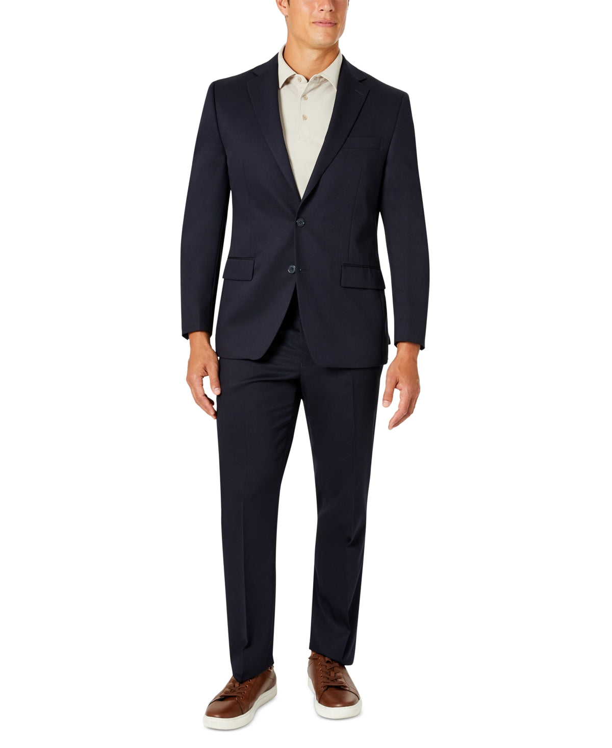 Van Heusen Mens Classic fit 2 Piece Suit 42 L / 35 Waist Blue Solid