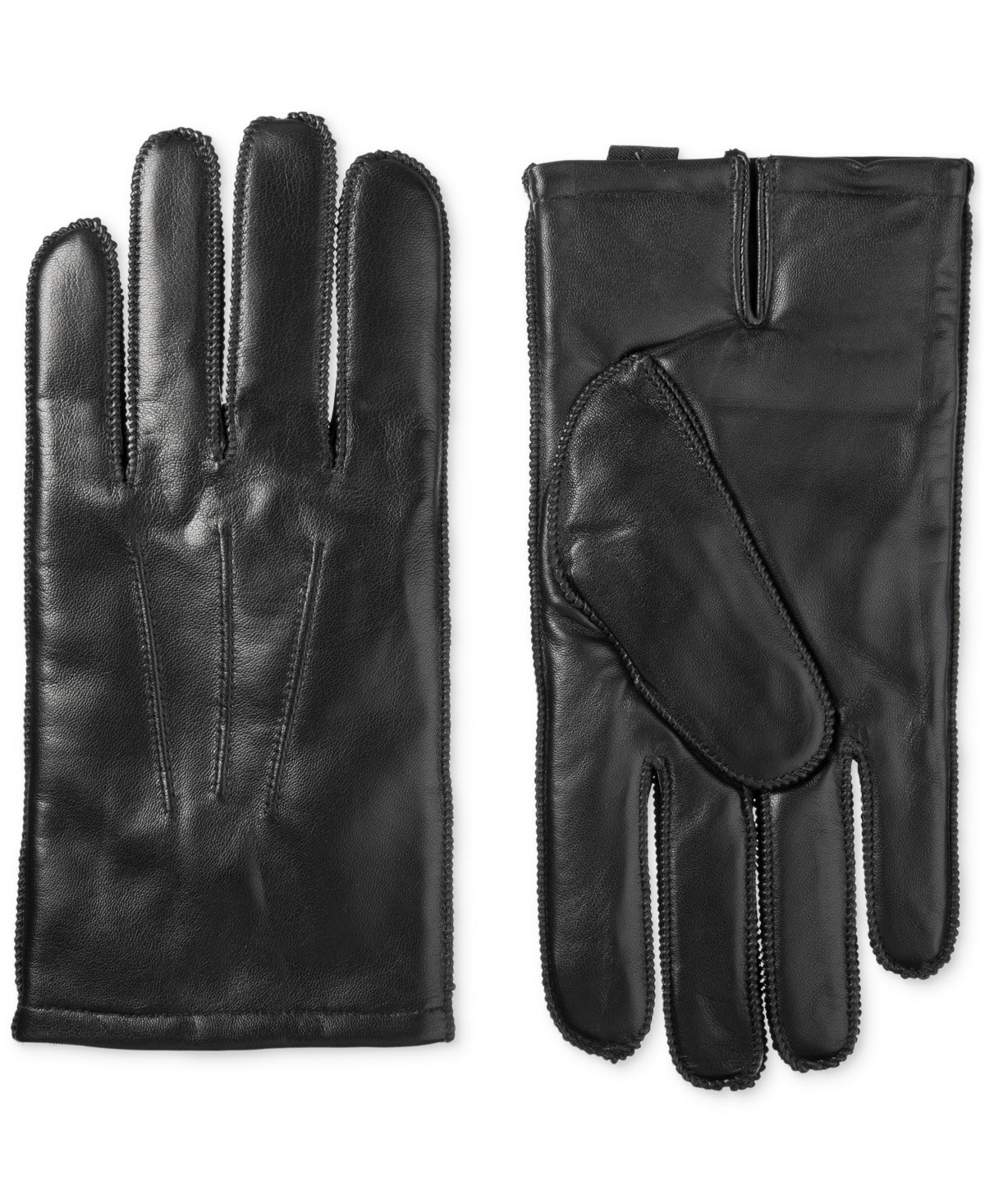 Isotoner Signature Men's Leather Touchscreen Gloves Black Large
