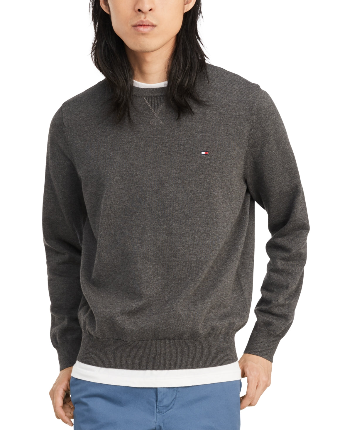 Tommy Hilfiger Men's Essential Charcoal Heather Grey Sweater 3XL XXXL Crewneck