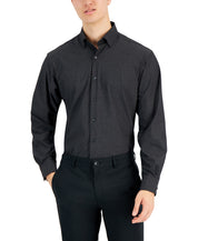 Alfani Mens Regular fit Dress Shirt Medium 15-15.5 32-33 Black Solid