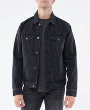 Lazer Mens Standard Fit Denim Trucker Jacket Black Wash XXL