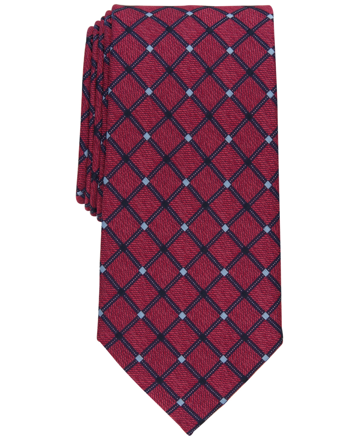 Club Room Men's Stanton Grid Tie  Red Necktie