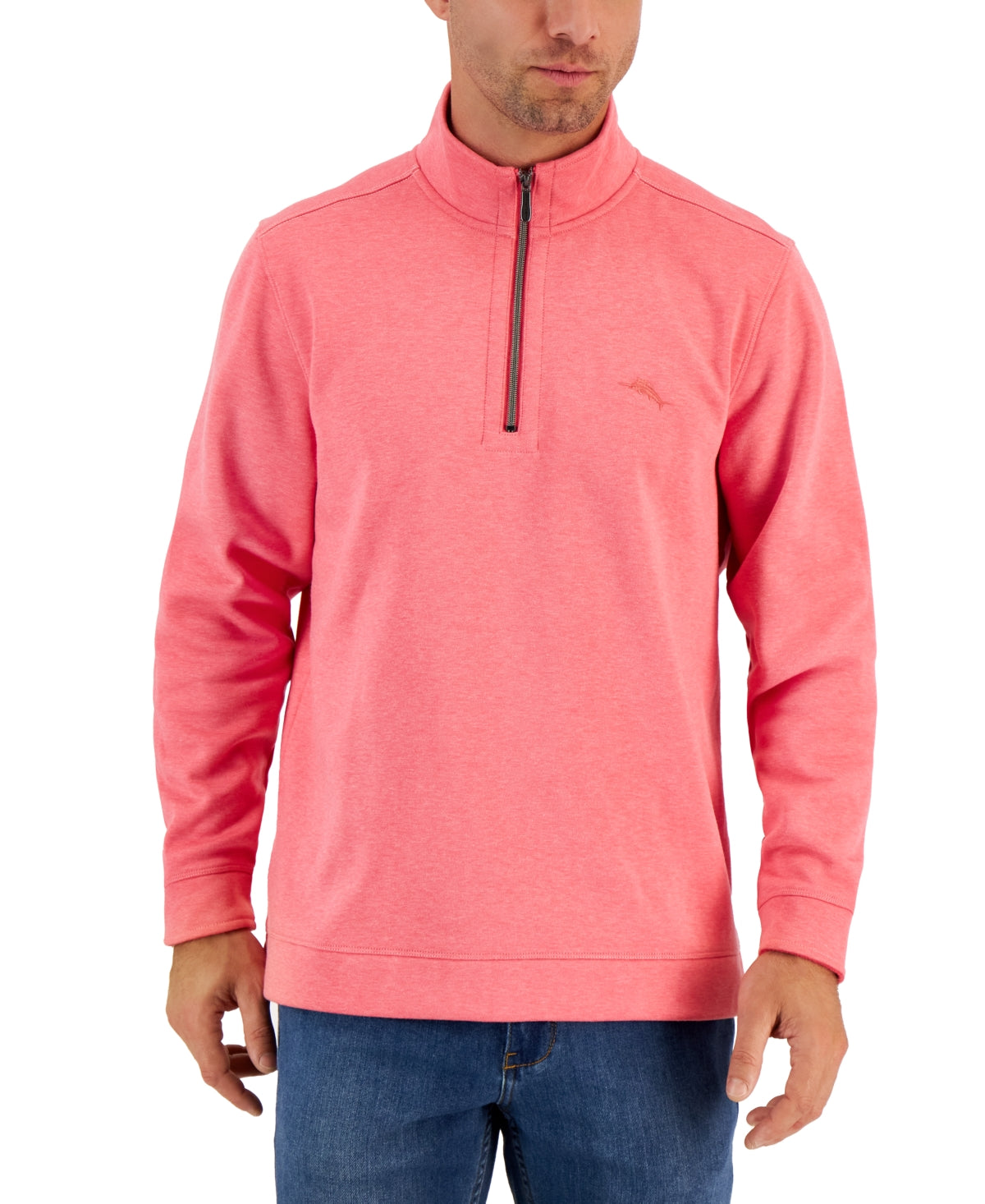 Tommy Bahama Men's Tango Wave 1/2Zip Sweatshirt  Clarete Heather Pink 3XL