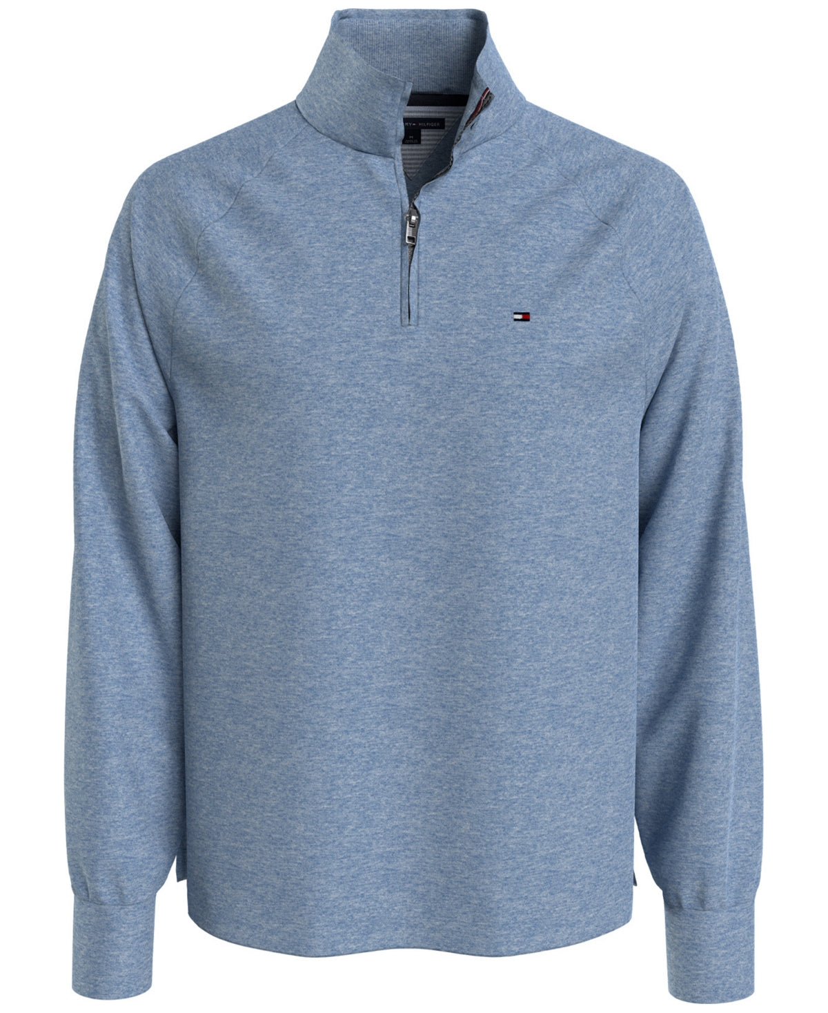 Tommy Hilfiger Mens Thompson Quarter Zip Mock Neck Sweatshirt Blue Heather 3XL