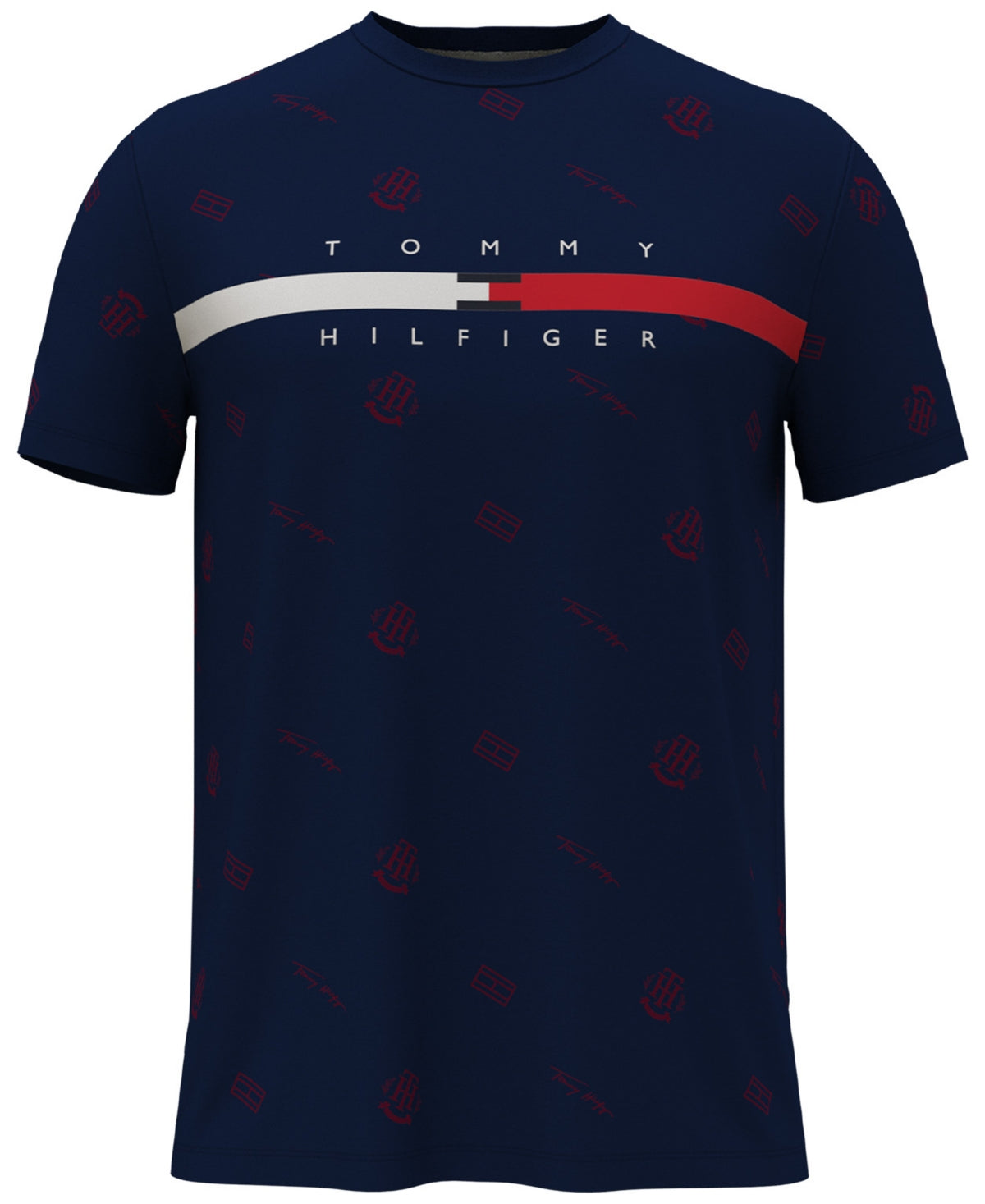 Tommy Hilfiger Mens Flag Stripe Logo Short Sleeve T Shirt  Midnight Blue Large