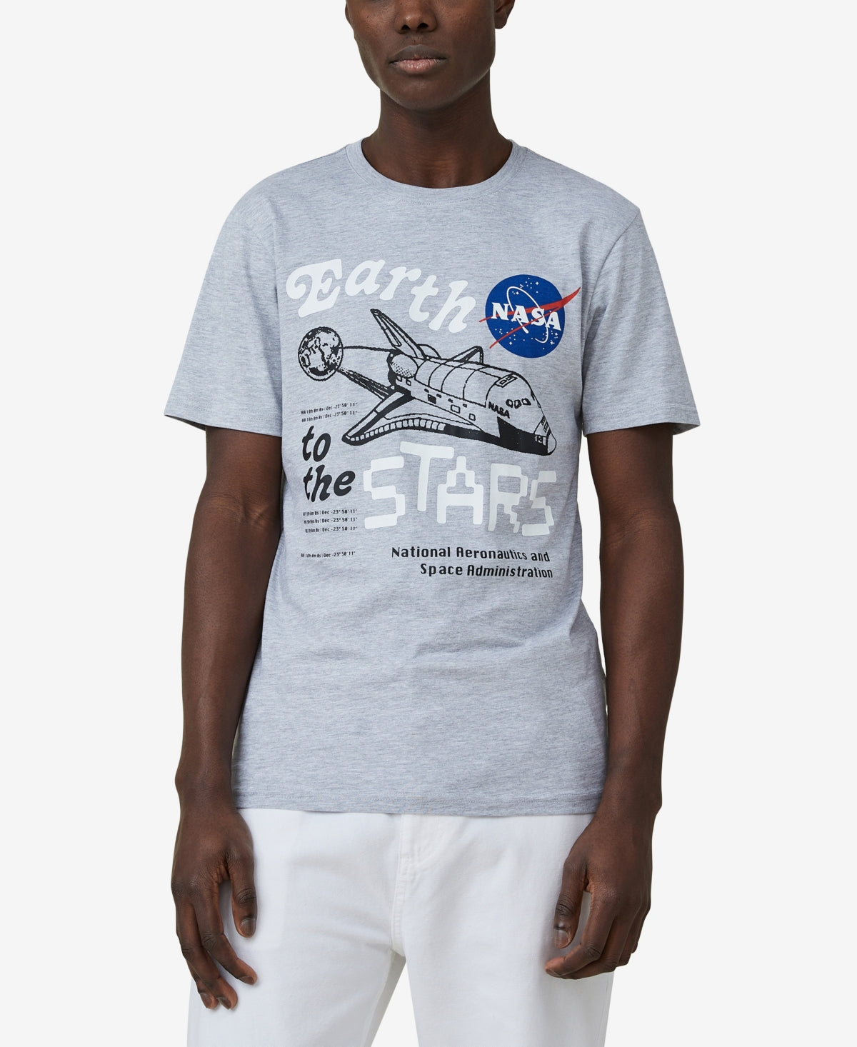 Cotton On Men's Nasa Tbar Crewneck Short Sleeve T Shirt  Light Grey Marle  2XL