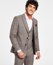 Bar III Mens Slim Fit Suit Jacket Burgundy Black 36S