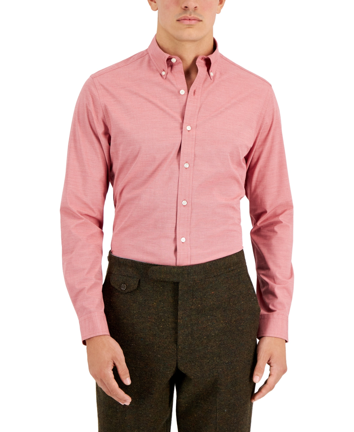 Club Room Mens Slim Fit Collar Button Down Shirt Red Medium