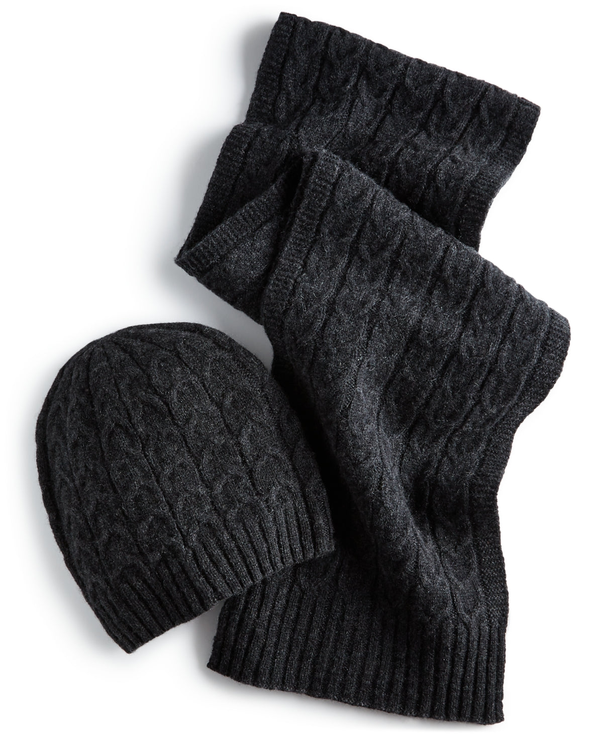 Club Room Men's Cashmere Hat Scarf Charcoal Heather Grey One Size