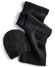Club Room Men's Cashmere Hat Scarf Charcoal Heather Grey One Size