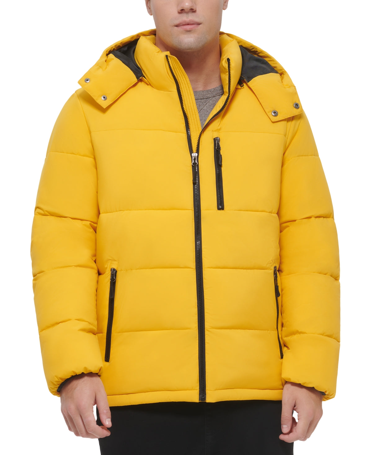 Club Room Mens Puffer Jacket Coat XL Yellow Stretch Solid