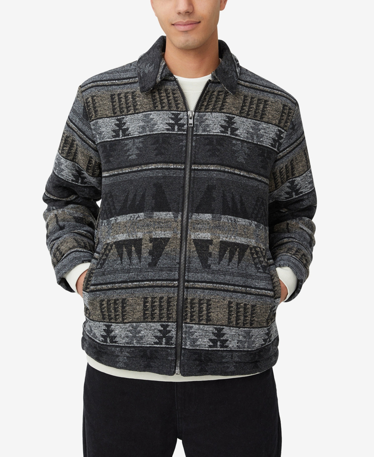 Cotton On Men's Sherpa Lined Harrington Jacket XXL 2XL Black