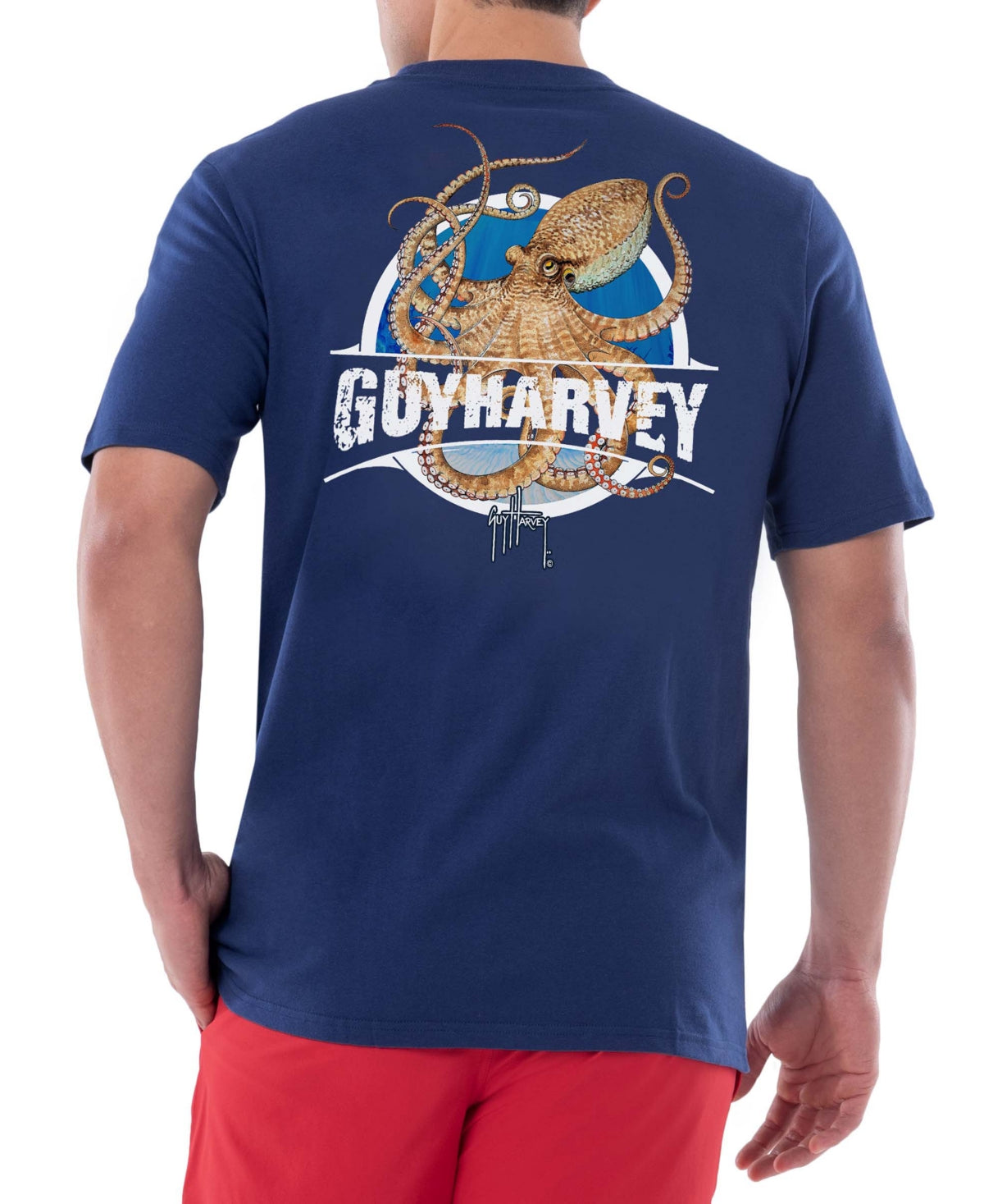 Guy Harvey Mens Cotton Short Sleeve Graphic T shirt  Blue Medium