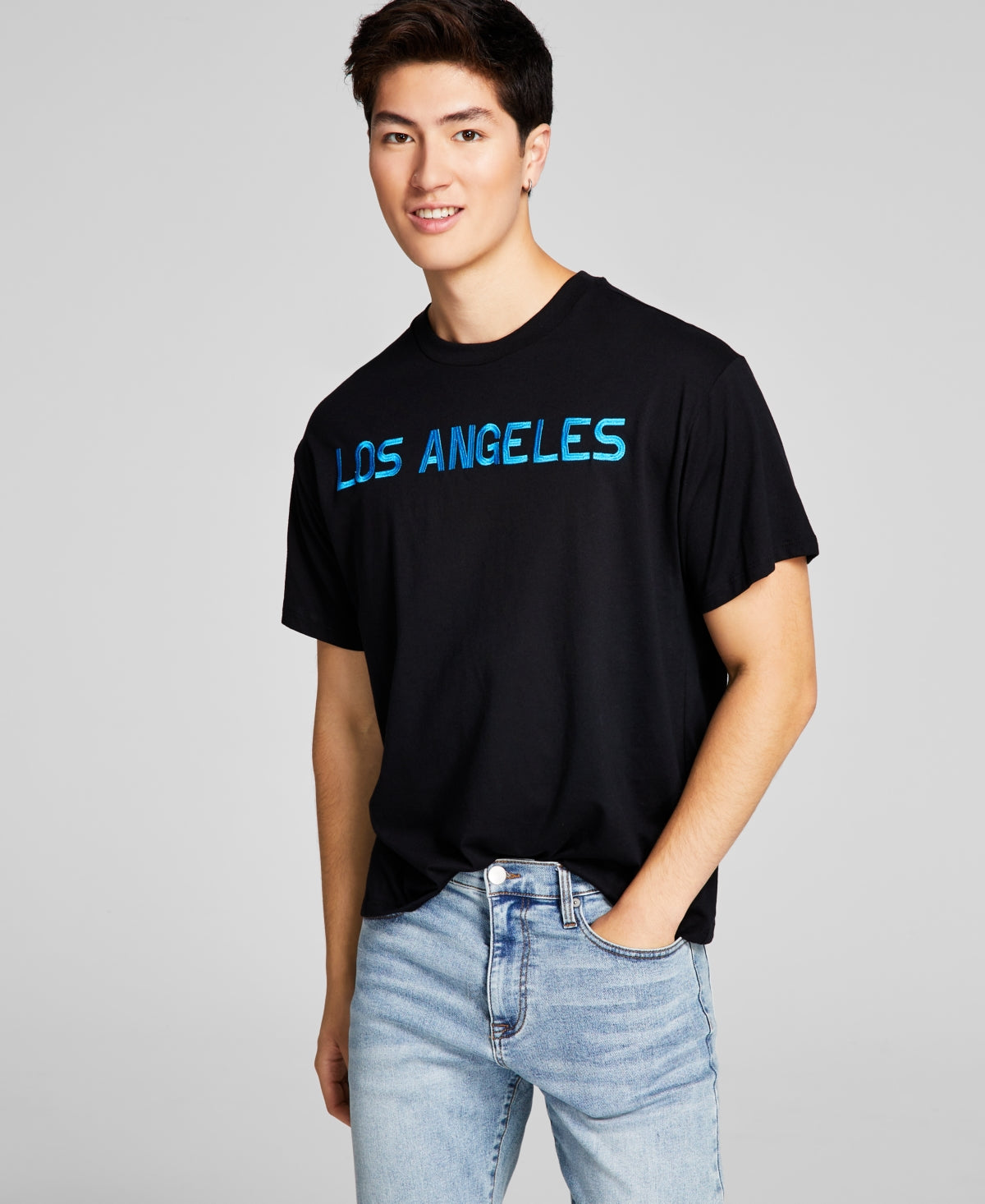 And Now This Mens Oversized fit Embroidered Los Angeles T shirt Black 2XL